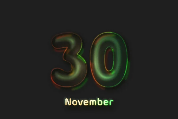 November Date Poster Neon Bubble Shaped Number — Stockfoto