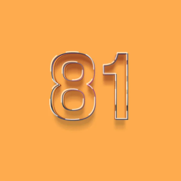 黄色の背景に3D 81番の数字のイラスト — ストック写真