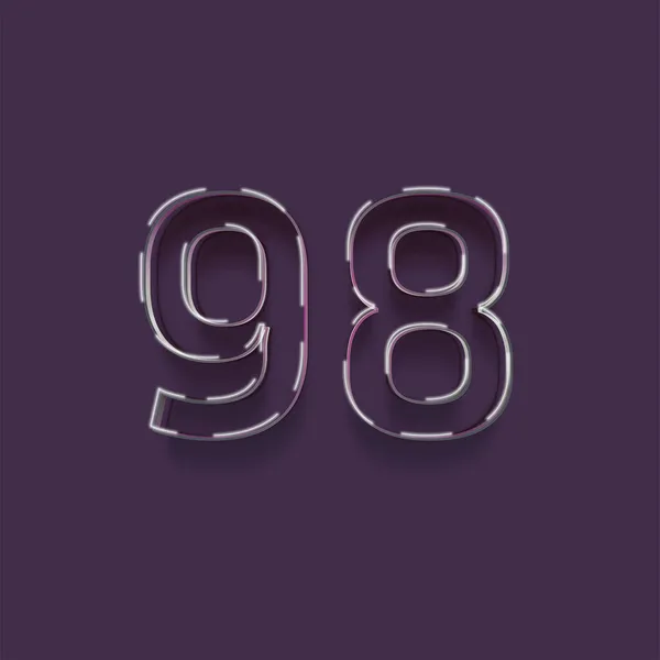 紫色の背景に3D 98番のイラスト — ストック写真
