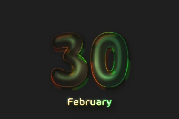 Februar Date Poster Neonblasenförmige Zahl — Stockfoto