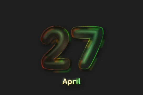 April Date Poster Neon Bubble Shaped Number — 图库照片