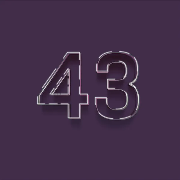 紫色の背景に3D 43番の数字のイラスト — ストック写真