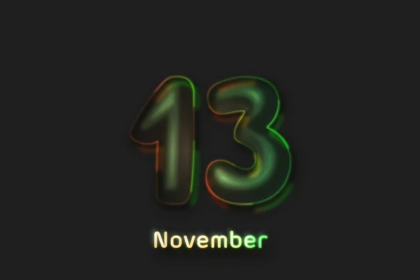 November Date Poster Neonblasenförmige Zahl — Stockfoto