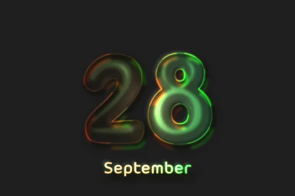 September Date Poster Neon Bubble Shaped Number — 图库照片