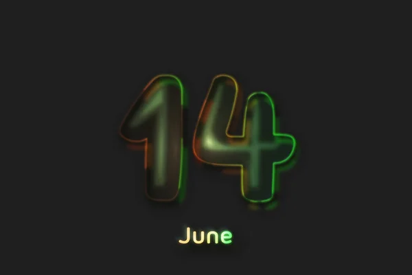 Juni Datum Affisch Neon Bubbla Format Nummer — Stockfoto