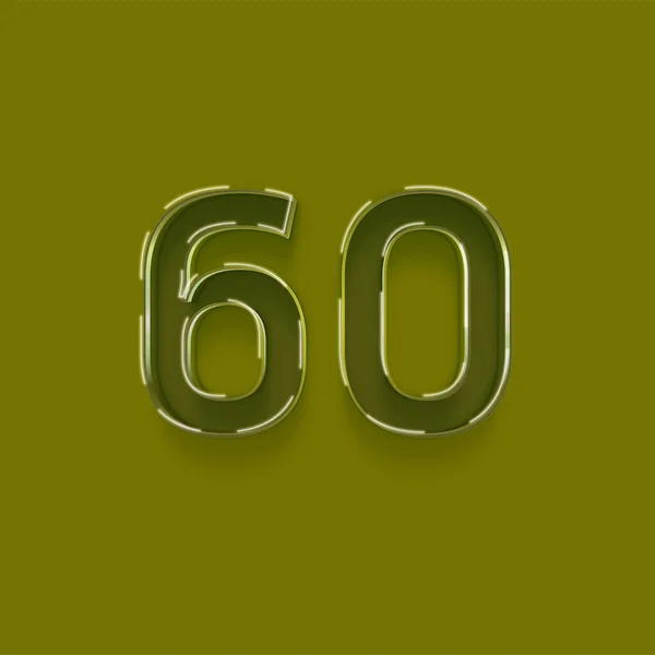 緑の背景に描かれた3D 60番のイラスト — ストック写真