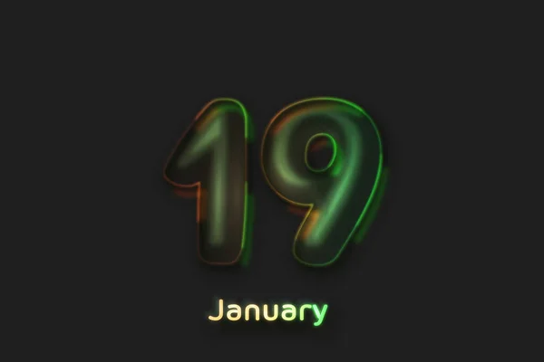 1月19日日付のポスターネオンバブル型の数字 — ストック写真
