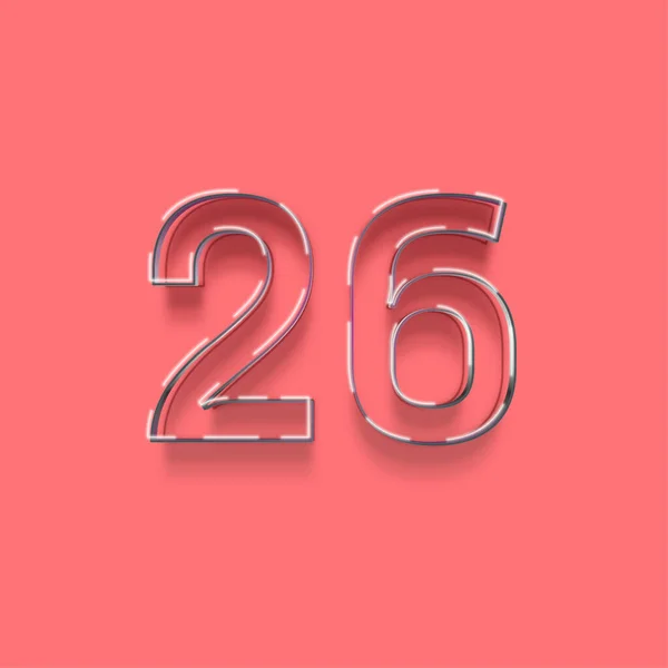 ピンクを背景にした3D 26番のイラスト — ストック写真
