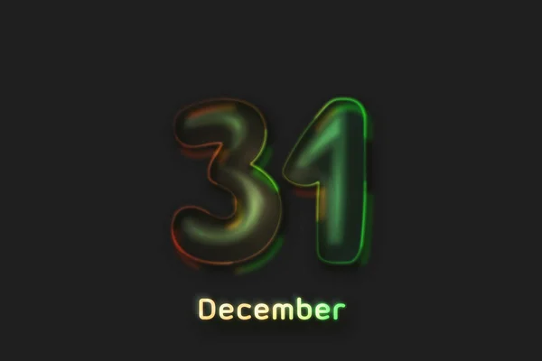 December Date Poster Neon Bubbelvormig Nummer — Stockfoto