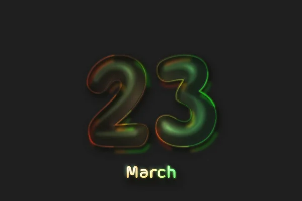 March Date Poster Neon Bubble Shaped Number — Stockfoto