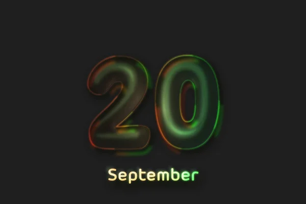 20 september date poster, neon bubble shaped number