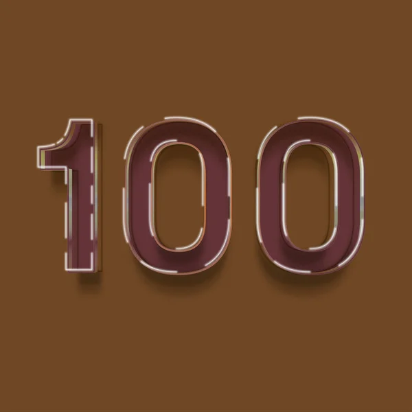茶色の背景に3D 100番のイラスト — ストック写真
