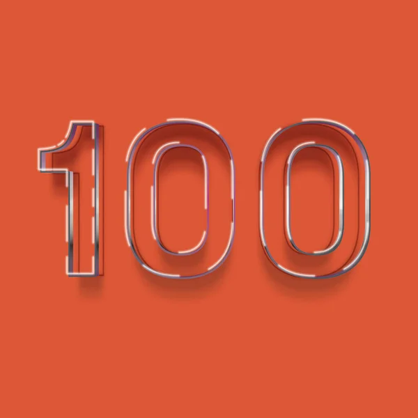 Illustration 100 Nummer Röd Bakgrund — Stockfoto