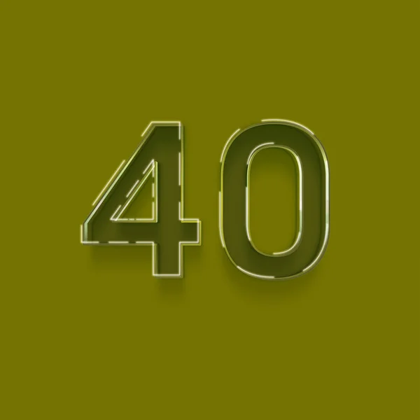 緑の背景に描かれた3D 40番のイラスト — ストック写真