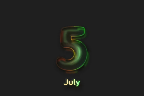 Juli Datum Poster Neon Blase Geformte Zahl — Stockfoto