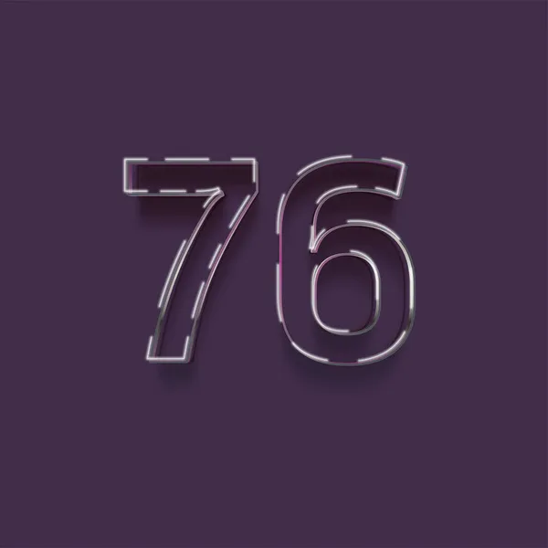 紫色背景上3D 76数字的图解 — 图库照片