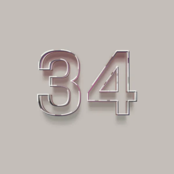 灰色の背景に3D 34番の数字のイラスト — ストック写真