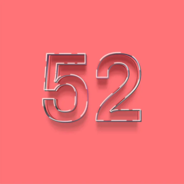 ピンクの背景に3D 52番の数字のイラスト — ストック写真