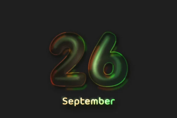 September Date Poster Neonblasenförmige Zahl — Stockfoto