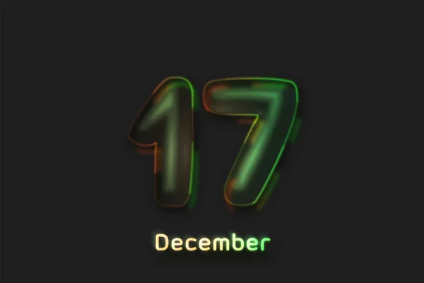 Dezember Datumsposter Neonblasenförmige Zahl — Stockfoto