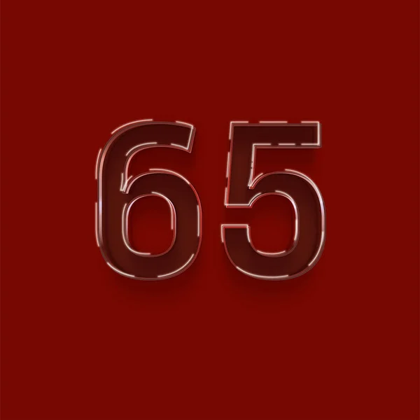 赤を背景にした3D 65番のイラスト — ストック写真