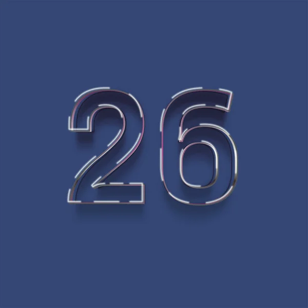 青の背景に3D 26番の数字のイラスト — ストック写真