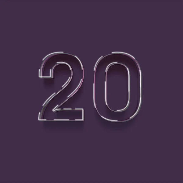 紫色背景上3D 20数字的图解 — 图库照片