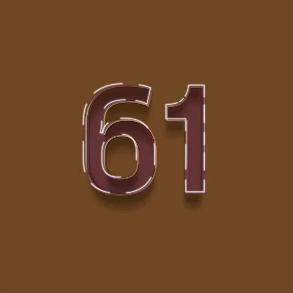 茶色の背景に3D 61番の数字のイラスト — ストック写真