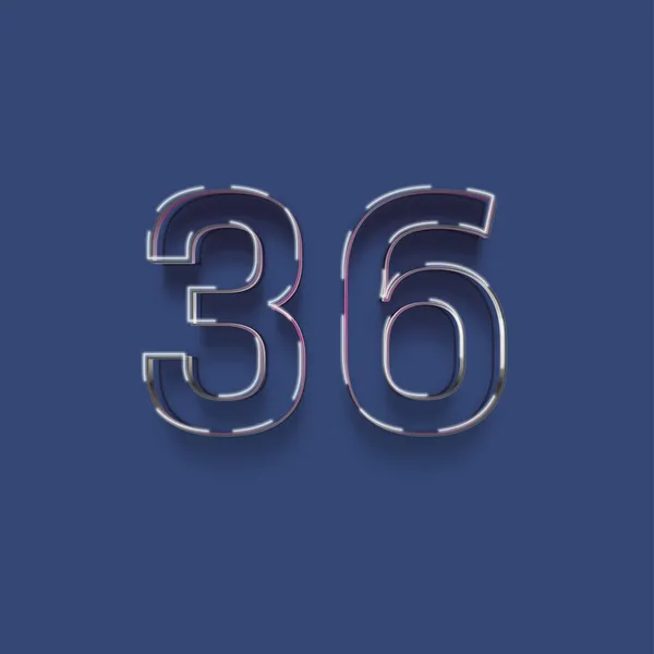 青を背景にした3D 36番のイラスト — ストック写真
