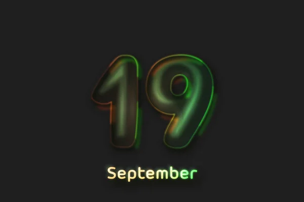 September Date Poster Neon Bubble Shaped Number — Stock Photo, Image