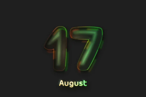 August Date Poster Neon Bubble Shaped Number — Stock Photo, Image