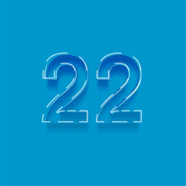 青の背景に3D 22番の数字のイラスト — ストック写真