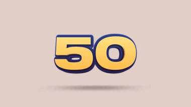 Bej arkaplanda 50 numara 3d illüstrasyon