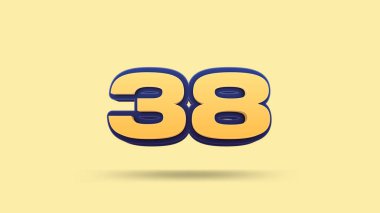 Sarı arkaplanda 3D numaralı 38 numara.