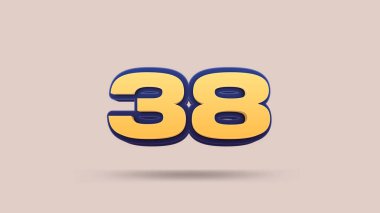Bej arkaplanda 38 numara 3d illüstrasyon