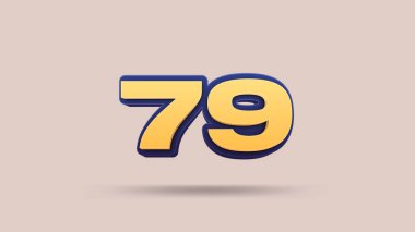 Bej arkaplanda 79 numara 3d illüstrasyon