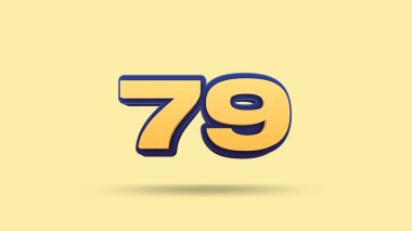 Sarı arkaplanda 79 numara 3d illüstrasyon