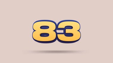Bej arkaplanda 83 numara 3d illüstrasyon