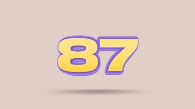 Bej arkaplanda 87 numara 3d illüstrasyon