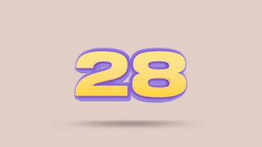 Bej arkaplanda 28 numara 3d illüstrasyon