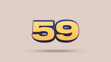 Bej arkaplanda 59 numara 3d illüstrasyon
