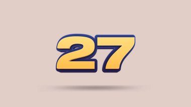 Bej arkaplanda 27 numara 3d illüstrasyon