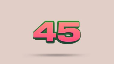 Bej arkaplanda 45 numara 3d illüstrasyon