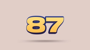 Bej arkaplanda 87 numara 3d illüstrasyon