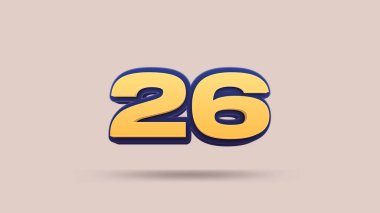Bej arkaplanda 26 numara 3d illüstrasyon
