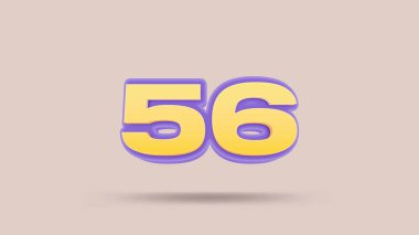 Bej arkaplanda 56 numara 3d illüstrasyon