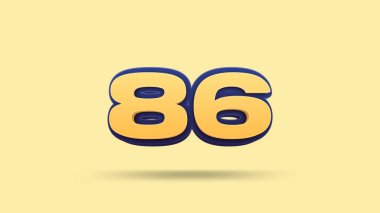 Bej arkaplanda 86 numara 3d illüstrasyon