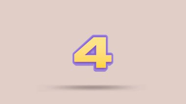 Bej arkaplanda 4 numara 3d illüstrasyon