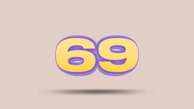 Bej arkaplanda 69 numara 3d illüstrasyon