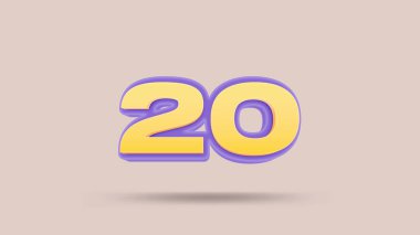 Bej arkaplanda 20 numara 3d illüstrasyon